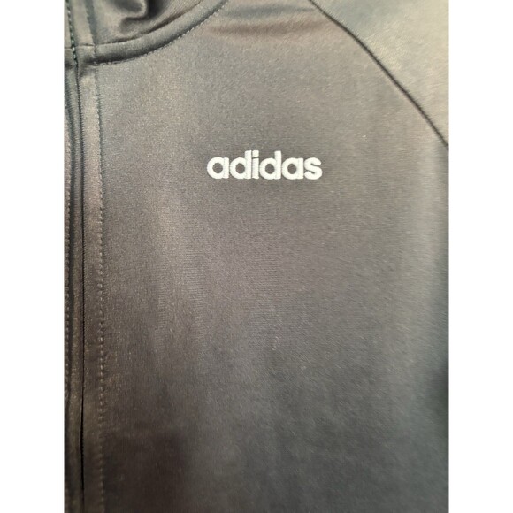 Adidas Track Jacket Boys Youth Size Large 14/16 Black White 3 Stripe Zip Up - Picture 3 of 8